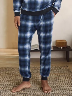 Marineblauw geruit - Motionflex - Behaaglijke pyjama met lange mouwen en boorden