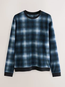 Marineblauw geruit - Motionflex - Behaaglijke pyjama met lange mouwen en boorden