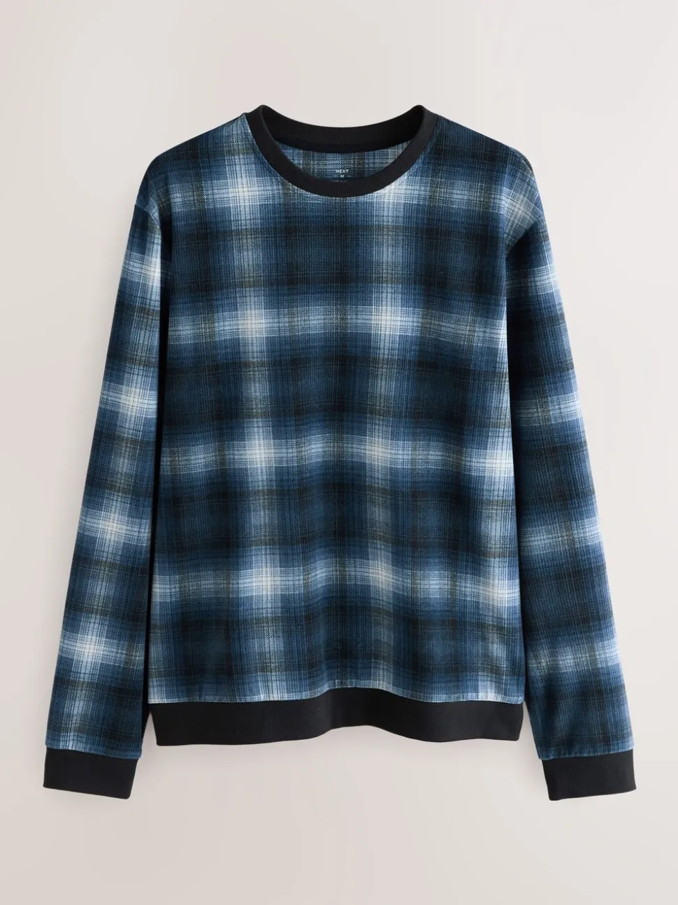 Marineblauw geruit - Motionflex - Behaaglijke pyjama met lange mouwen en boorden