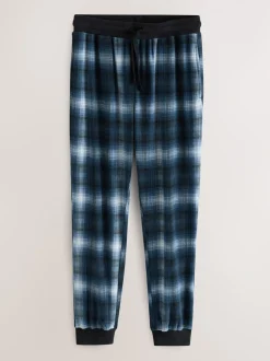 Marineblauw geruit - Motionflex - Behaaglijke pyjama met lange mouwen en boorden