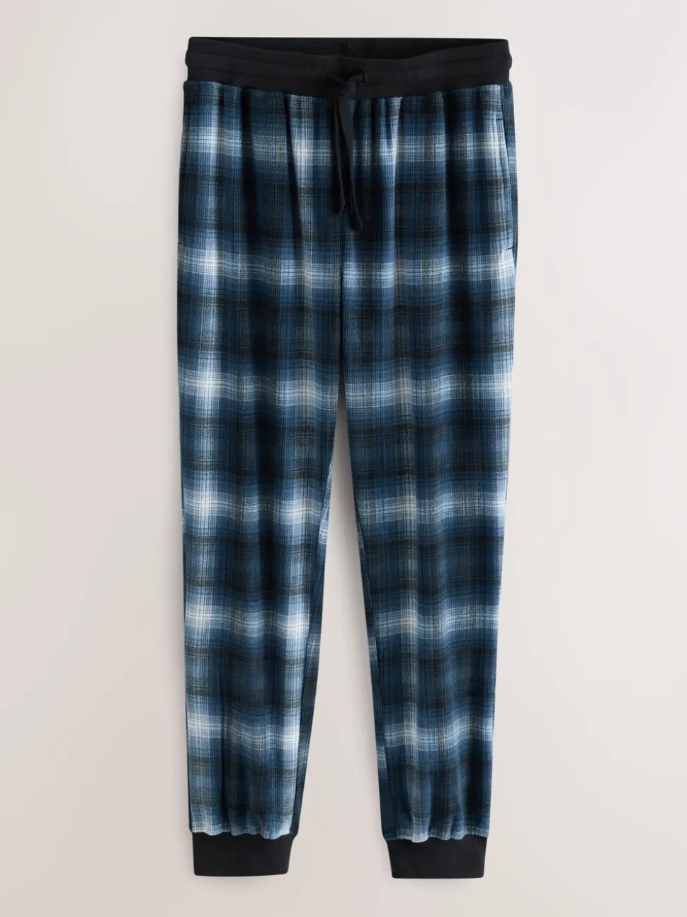 Marineblauw geruit - Motionflex - Behaaglijke pyjama met lange mouwen en boorden