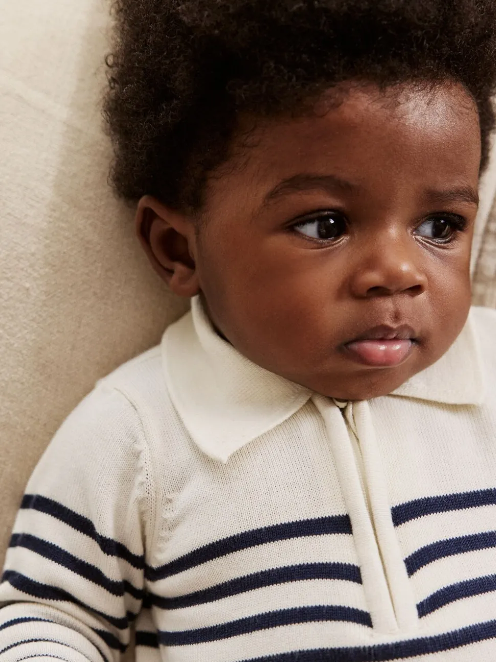 Marineblauw gestreept - Babyset van gebreide top en broek (0mnd-2jr)