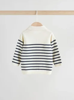 Marineblauw gestreept - Babyset van gebreide top en broek (0mnd-2jr)