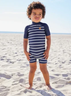 Marineblauw gestreept - Zonbeschermend onesie (3 mnd-7 jr)