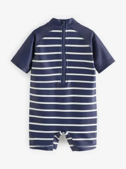 Marineblauw gestreept - Zonbeschermend onesie (3 mnd-7 jr)