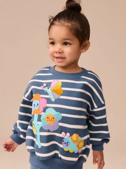 Marineblauw gestreept met personages - Set met sweatshirt en legging (3 mnd-7 jr)