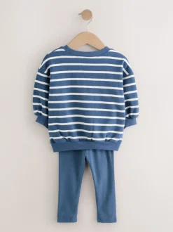 Marineblauw gestreept met personages - Set met sweatshirt en legging (3 mnd-7 jr)