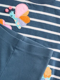 Marineblauw gestreept met personages - Set met sweatshirt en legging (3 mnd-7 jr)