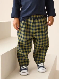 Marineblauw Gingham - Barrel pull-on broek (3mnd -7jr) (3mnd -7jr)