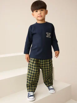 Marineblauw Gingham - Barrel pull-on broek (3mnd -7jr) (3mnd -7jr)