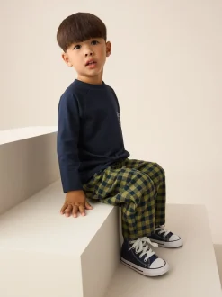 Marineblauw Gingham - Barrel pull-on broek (3mnd -7jr) (3mnd -7jr)