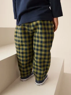 Marineblauw Gingham - Barrel pull-on broek (3mnd -7jr) (3mnd -7jr)