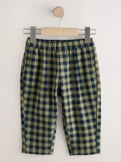 Marineblauw Gingham - Barrel pull-on broek (3mnd -7jr) (3mnd -7jr)