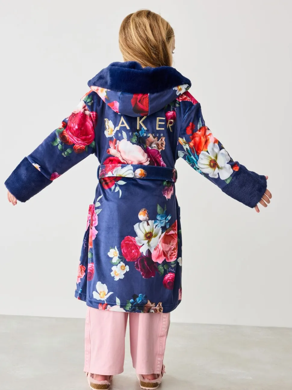Marineblauw met bloemenprint - Baker By Ted Baker kamerjas