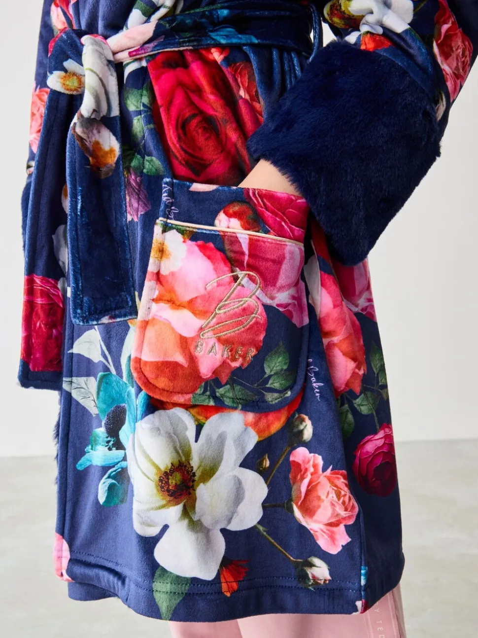 Marineblauw met bloemenprint - Baker By Ted Baker kamerjas