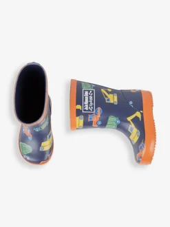 Marineblauw met bouwvoertuigen - JoJo Maman Bébé Plain Wellies