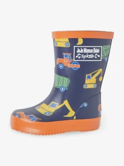 Marineblauw met bouwvoertuigen - JoJo Maman Bébé Plain Wellies