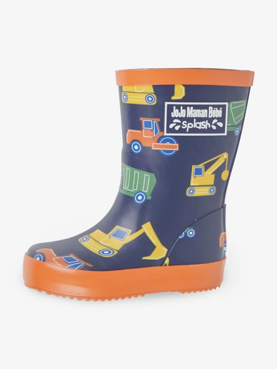 Marineblauw met bouwvoertuigen - JoJo Maman Bébé Plain Wellies