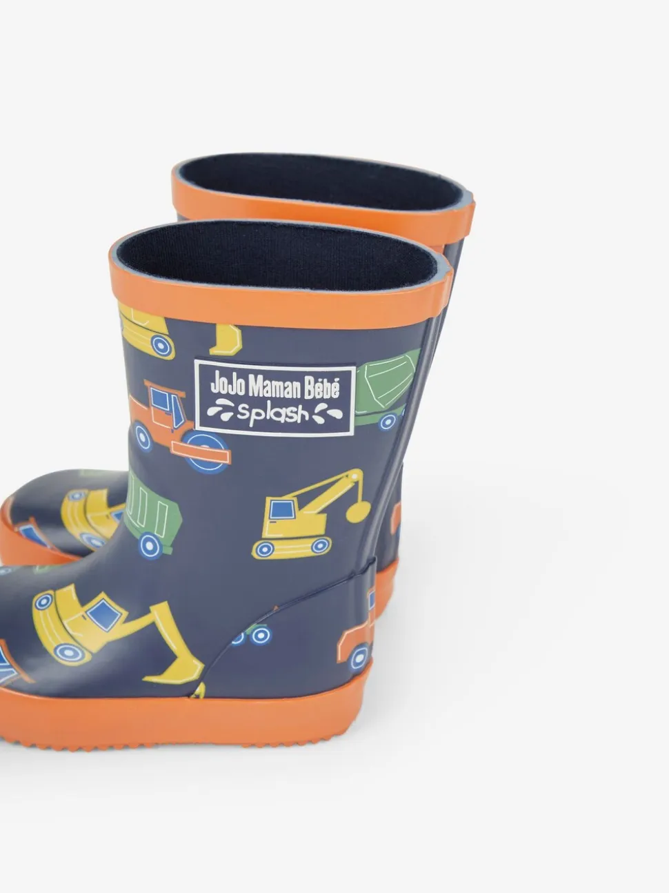 Marineblauw met bouwvoertuigen - JoJo Maman Bébé Plain Wellies