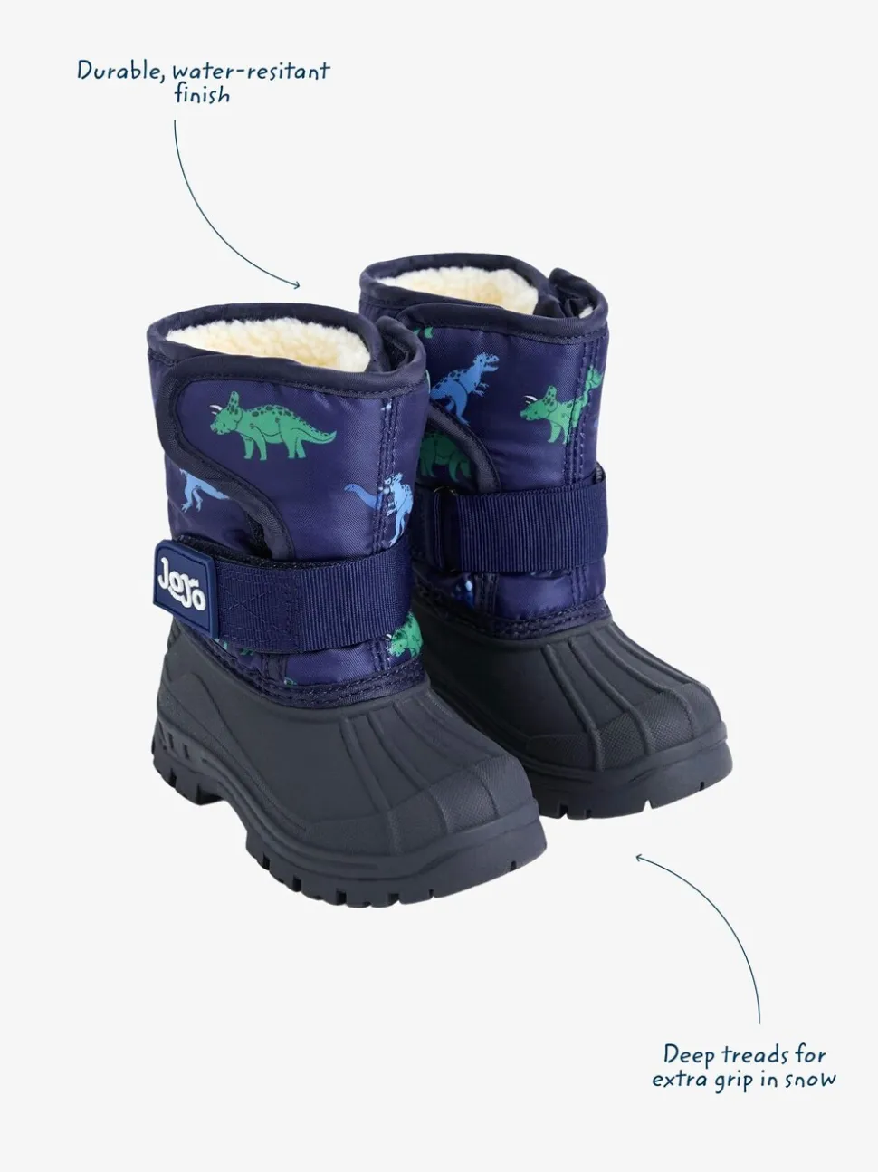 Marineblauw met dinosaurus - JoJo Maman Bébé - Behaaglijke sneeuwlaarzen
