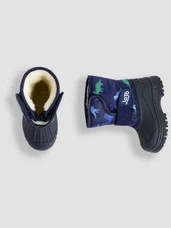 Marineblauw met dinosaurus - JoJo Maman Bébé - Behaaglijke sneeuwlaarzen