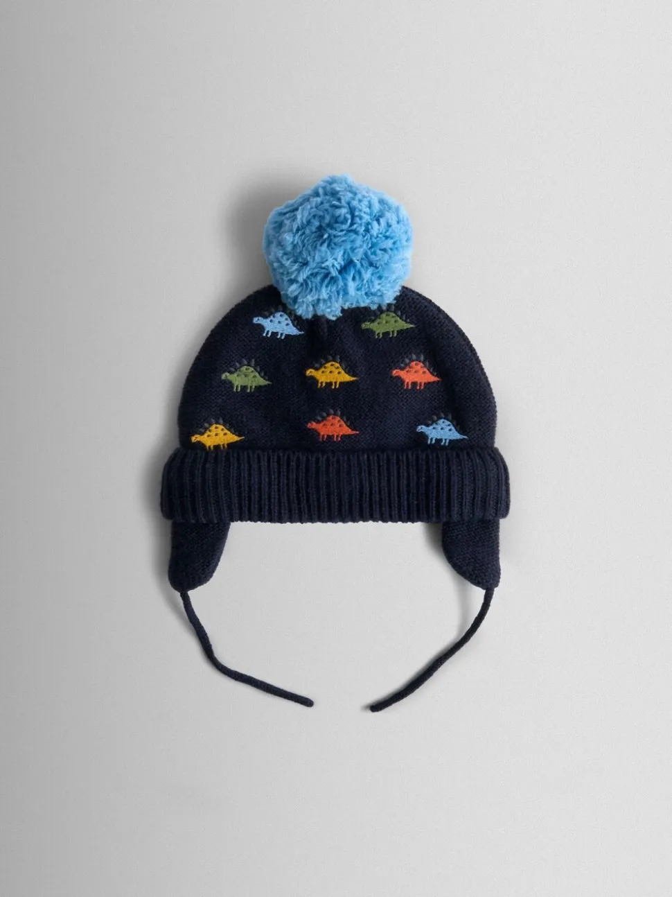 Marineblauw met dinosaurus - JoJo Maman Bébé Cosy Pom Pom Rib Hat
