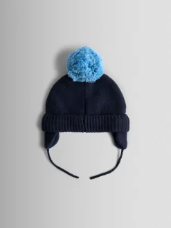 Marineblauw met dinosaurus - JoJo Maman Bébé Cosy Pom Pom Rib Hat