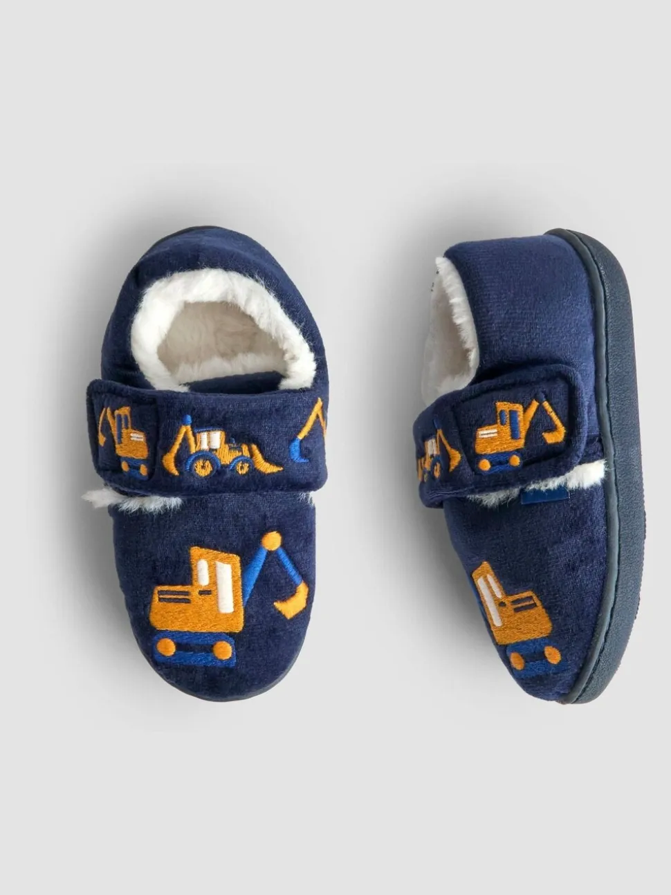 Marineblauw met graafmachine - JoJo Maman Bébé Slipper Shoe
