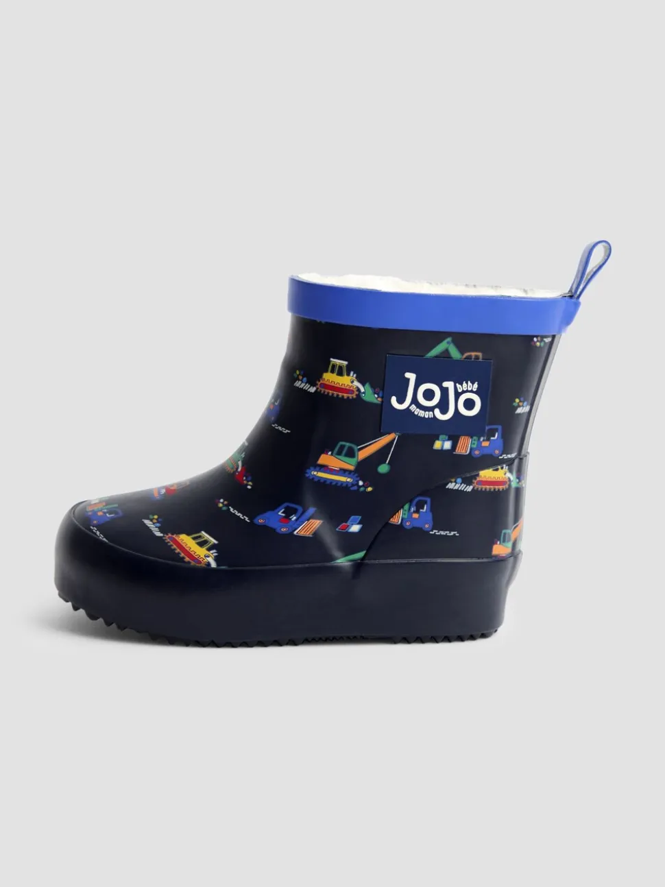 Marineblauw met graafmachine - JoJo Maman Bébé Short Cosy Lined Wellie Boot