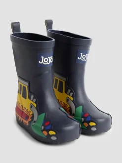 Marineblauw met graafmachine - JoJo Maman Bébé Plain Wellies