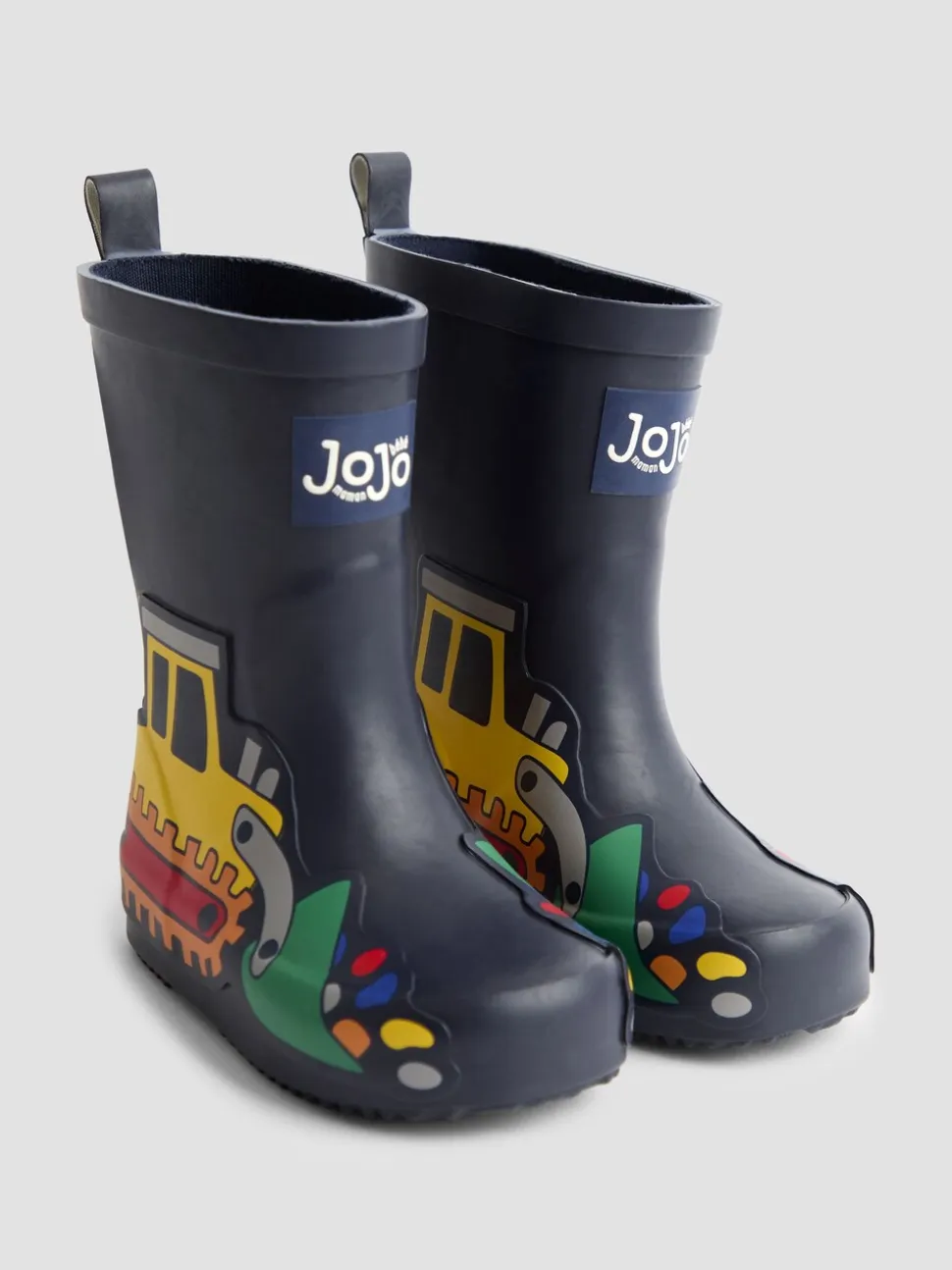 Marineblauw met graafmachine - JoJo Maman Bébé Plain Wellies