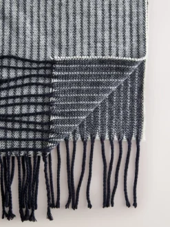 Marineblauw met krijtstrepen - Geweven sjaal