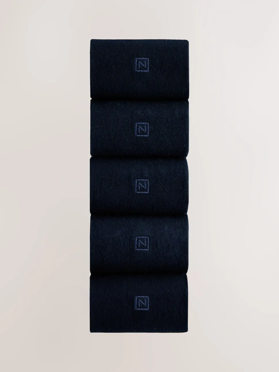 Marineblauw met logo - Verpakking van 5 - Frisblijvende sokken met borduursel