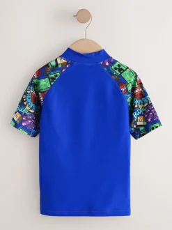 Marineblauw met Minecraft-print - Surfhemdje (3-16 jr)