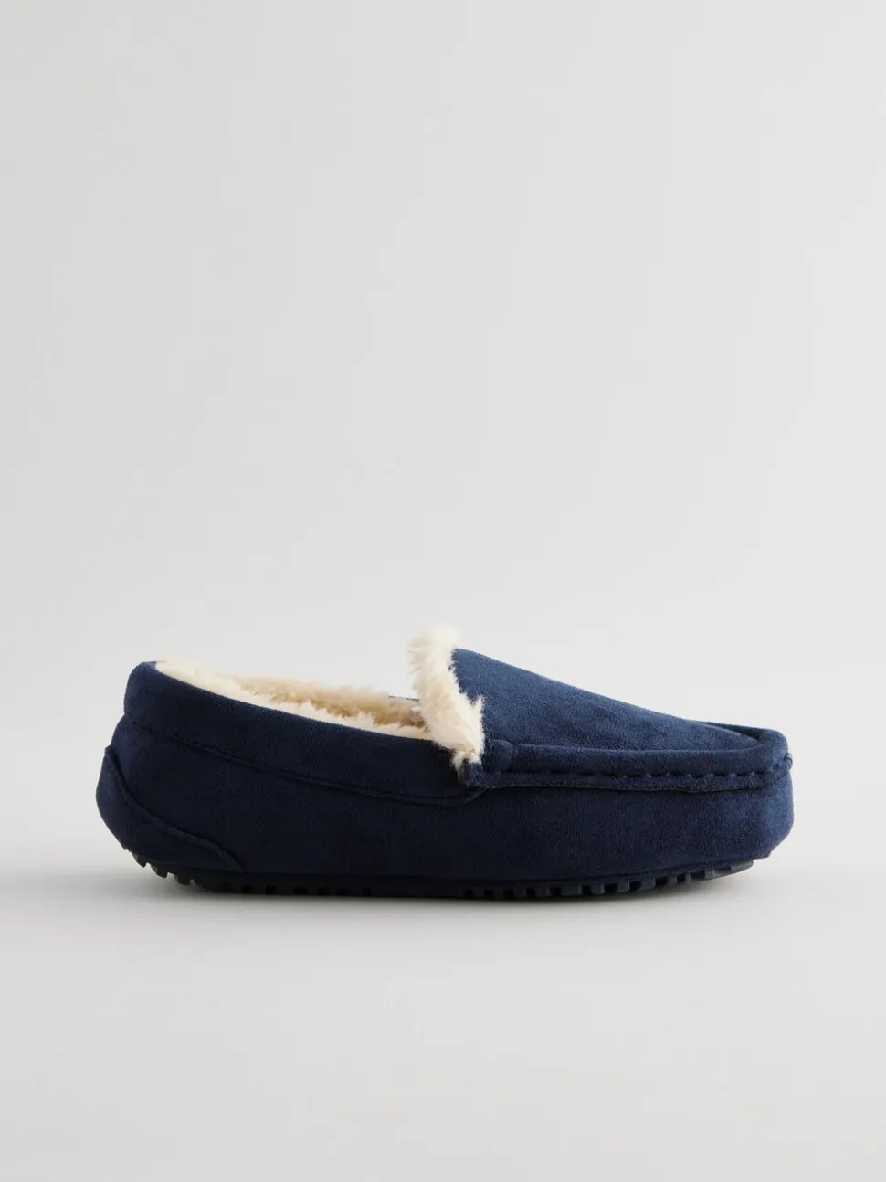 Marineblauw met neutrale warme voering - Behaaglijke pantoffels met mocassin