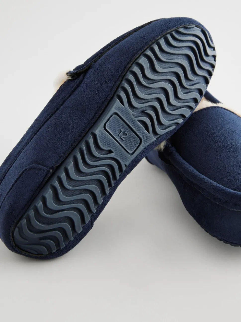 Marineblauw met neutrale warme voering - Behaaglijke pantoffels met mocassin