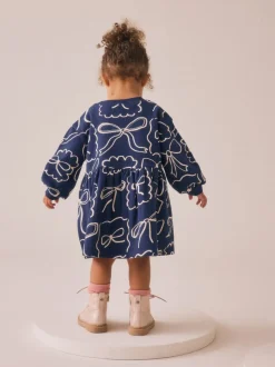 Marineblauw met strikjes - Sweaterjurk (3 mnd-7 jr)