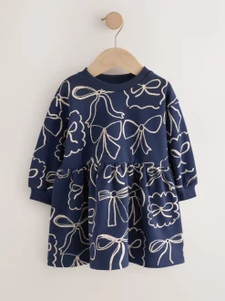 Marineblauw met strikjes - Sweaterjurk (3 mnd-7 jr)