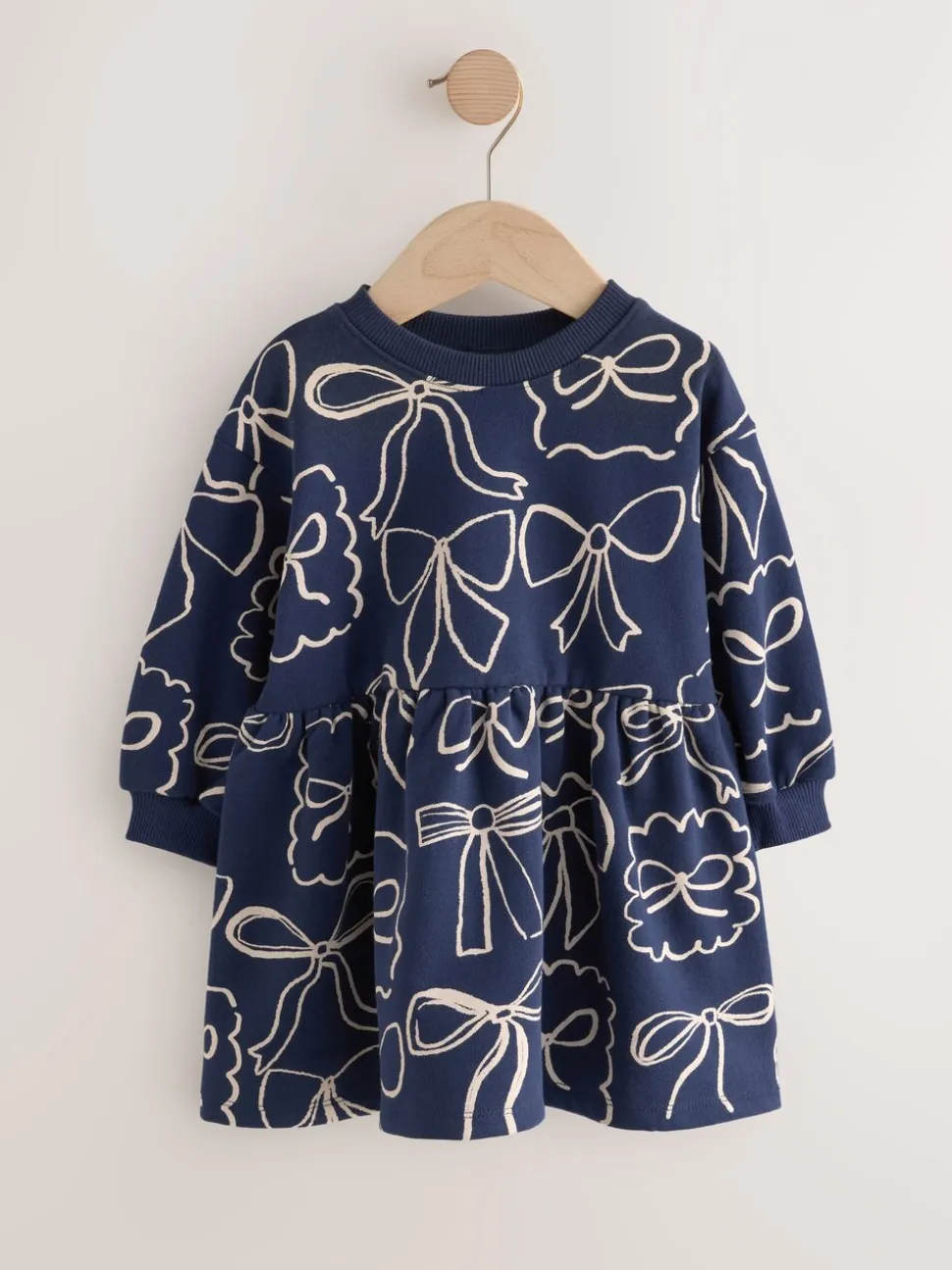 Marineblauw met strikjes - Sweaterjurk (3 mnd-7 jr)