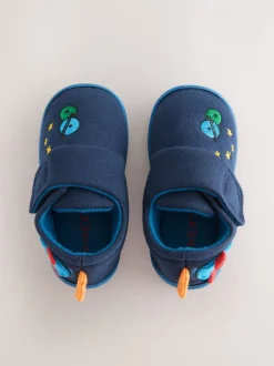Marineblauw raket - Warm gevoerde pantoffels met kuipzool