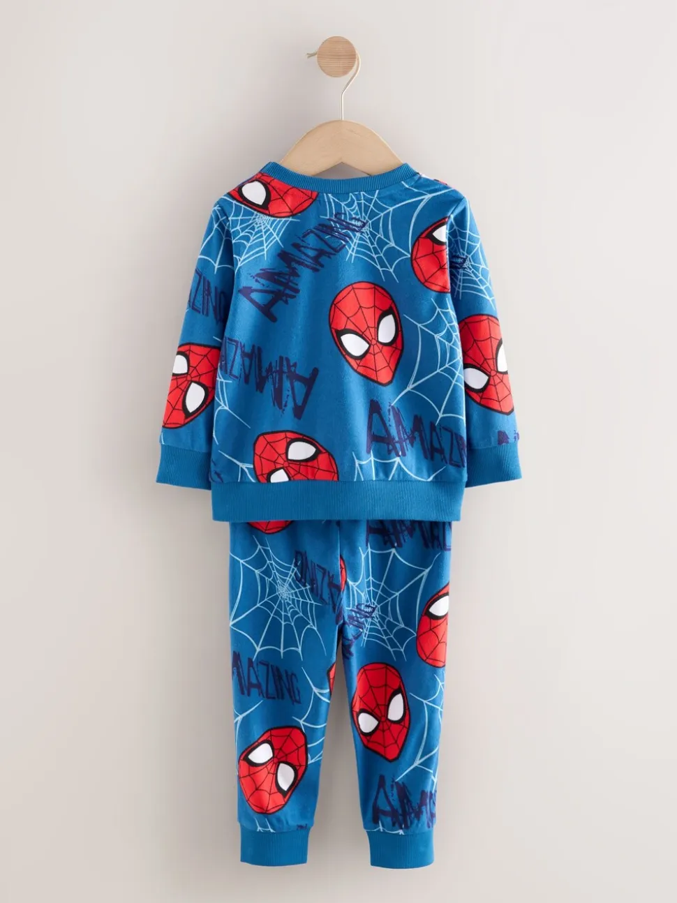 Marineblauw Spider-Man - Enkele behaaglijke fleece pyjama met licentie (12mnd -10jr)