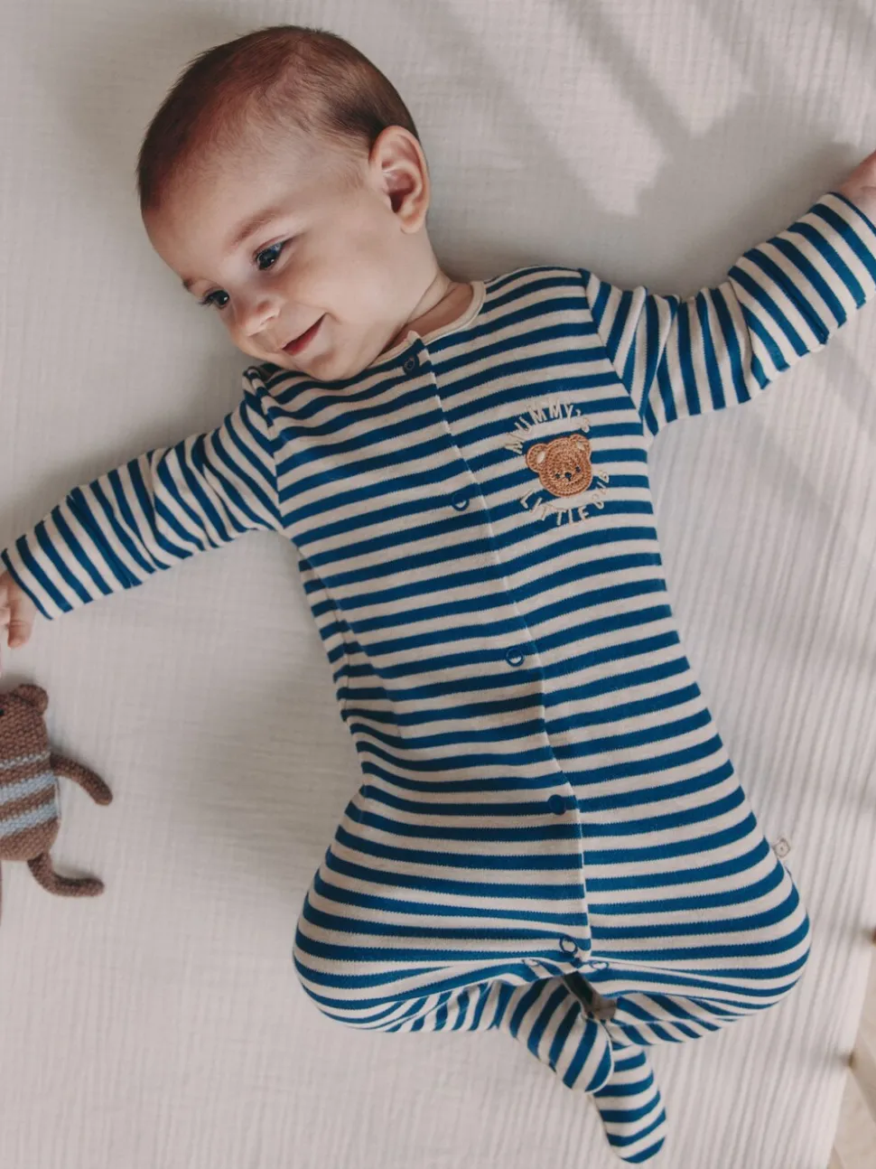 Marineblauw streep Mummys Little Cub - Baby Family-pyjama (0-2jr)
