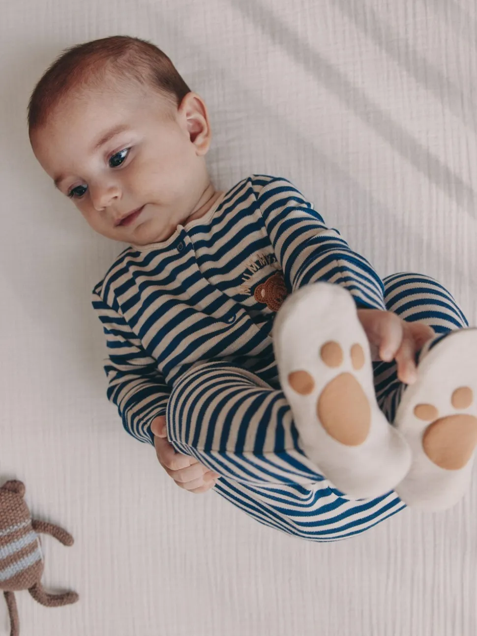 Marineblauw streep Mummys Little Cub - Baby Family-pyjama (0-2jr)