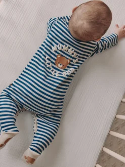Marineblauw streep Mummys Little Cub - Baby Family-pyjama (0-2jr)