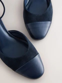 Marineblauw suède - Toe Cap Block Heels