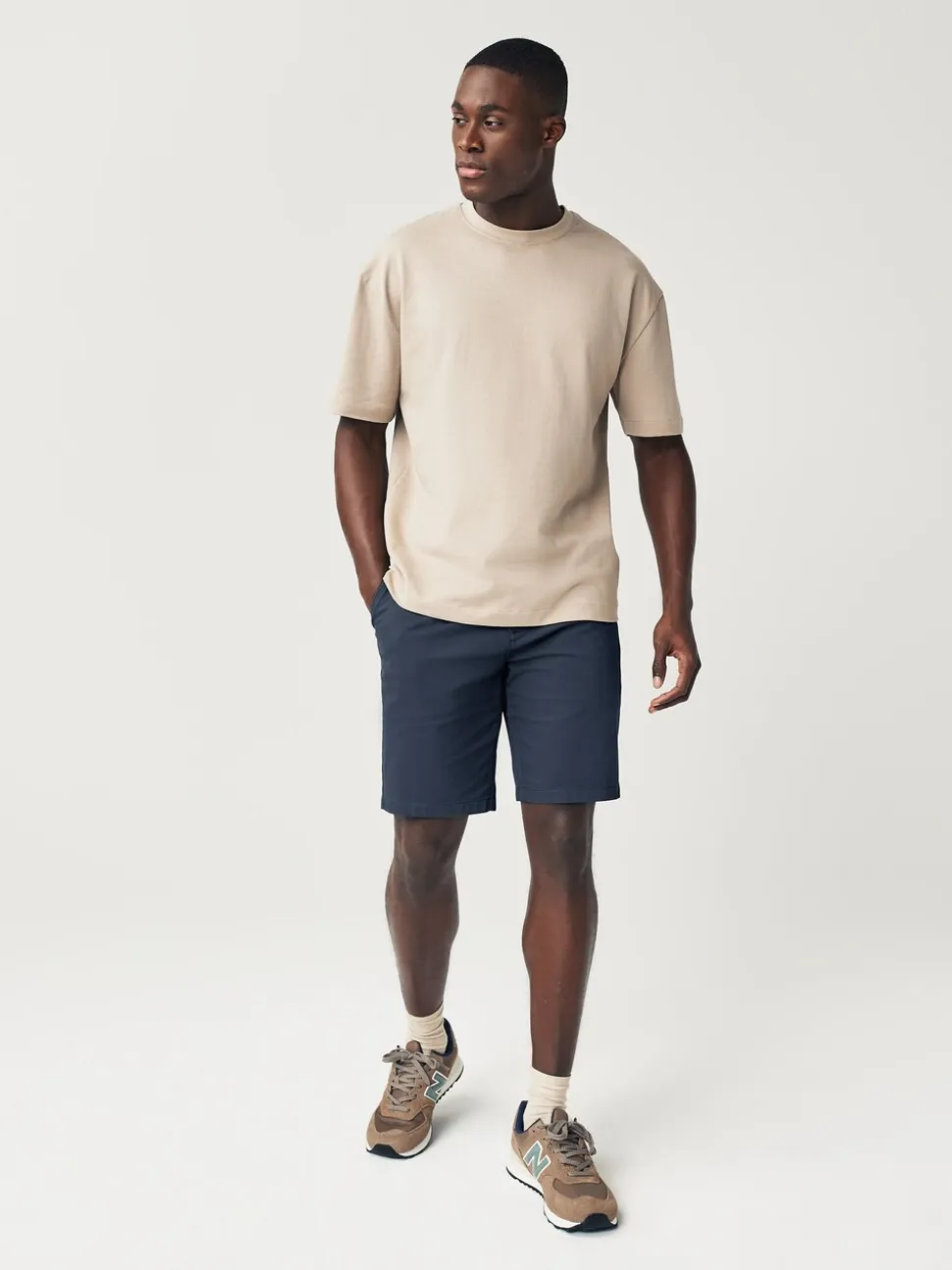Marineblauw/antraciet - Slim Fit - Set van 2 chinoshorts met stretch
