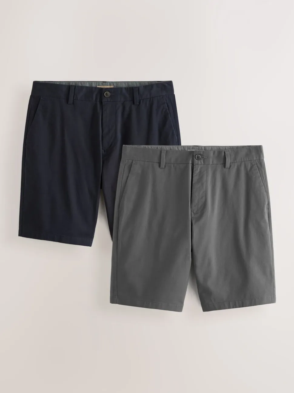 Marineblauw/antraciet - Straight fit - Set van 2 chinoshorts met stretch