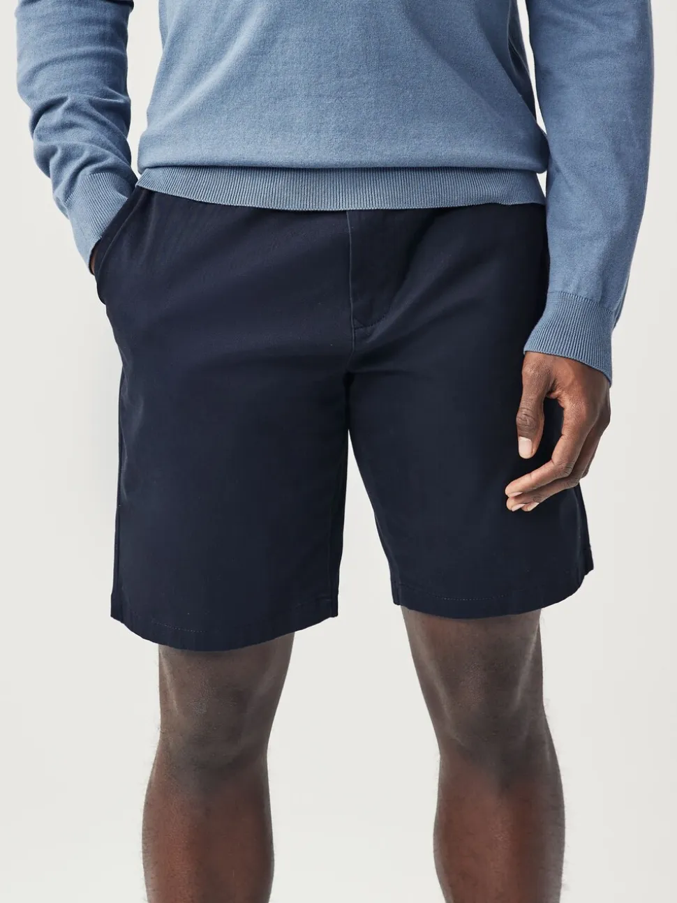 Marineblauw/antraciet - Straight fit - Set van 2 chinoshorts met stretch
