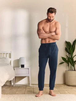 Marineblauw/blauw - Met boorden - Loopback Soft Touch Cuffed Joggers