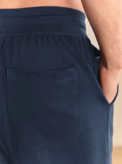Marineblauw/blauw - Met boorden - Loopback Soft Touch Cuffed Joggers